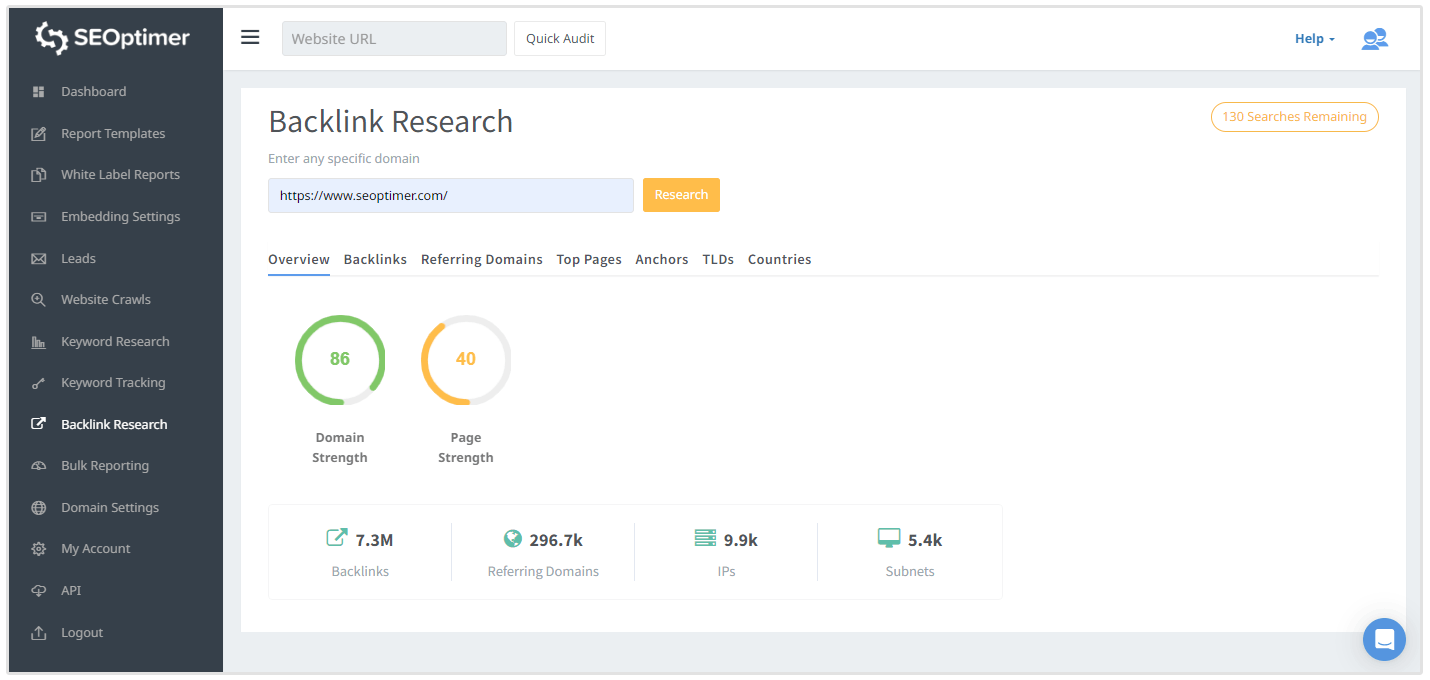 módulo de investigación de backlinks